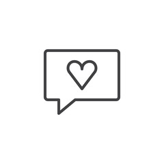 Speech bubble with heart outline icon. linear style sign for mobile concept and web design. Love message simple line vector icon. Symbol, logo illustration. Pixel perfect vector graphics