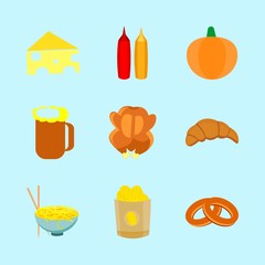icons about Food with potato chips, bar, culture, lunch and folk