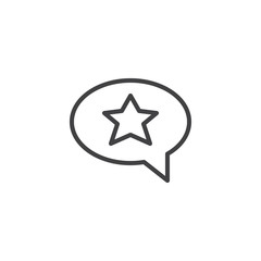 Star in speech bubble outline icon. linear style sign for mobile concept and web design. Message rating simple line vector icon. Symbol, logo illustration. Pixel perfect vector graphics