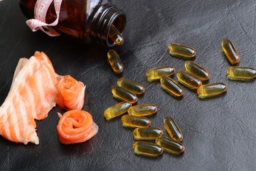 fish oil capsules with fresh fish