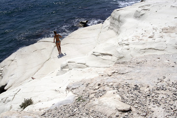 Europa, isola di Cipro, la spiaggia di Governor's beach,vicino Limassol.