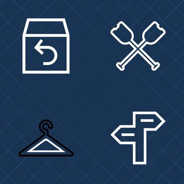 Premium set of outline vector icons. Such as road, canoe, rack, rowing, sport, kayak, fashion, river, transportation, sign, wooden, choice, old, way, travel, closet, sale, delivery, wardrobe, oar, sea