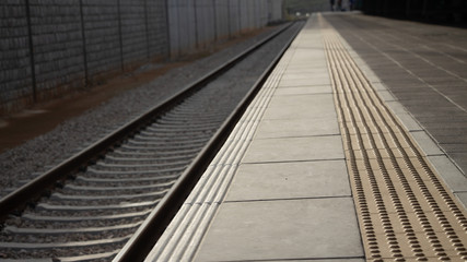 TRAIN RAILWAY AT KARMIEL TRAIN STATION IN ISRAEL