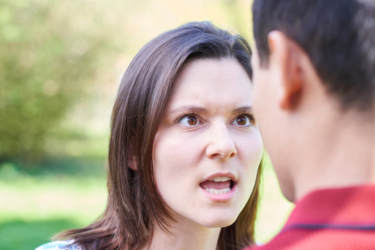 Outdoor Shot Of Young Couple Having Argument