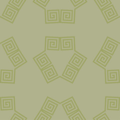 Olive green geometric ornament. Seamless pattern