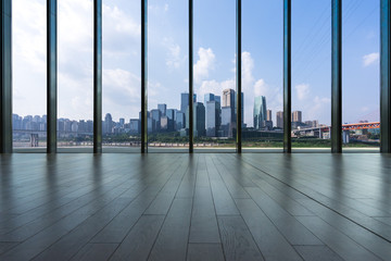 empty window with panoramic cityskyline