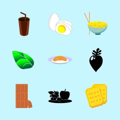 icons about Food with dish, chicken, cup, vegetable and avocado