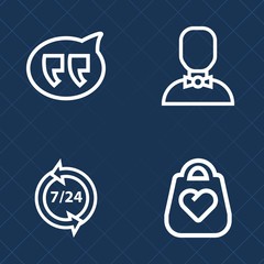 Premium set of outline vector icons. Such as dialog, support, fashion, man, modern, network, communication, communicate, help, center, social, phone, web, style, office, bubble, customer, message, bag