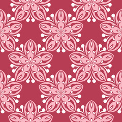 Obraz premium Floral red seamless background with beige pattern