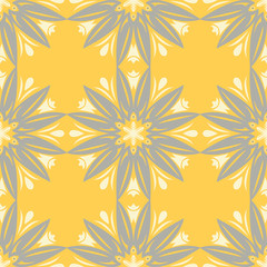 Seamless floral pattern. Bright yellow background with flower designs
