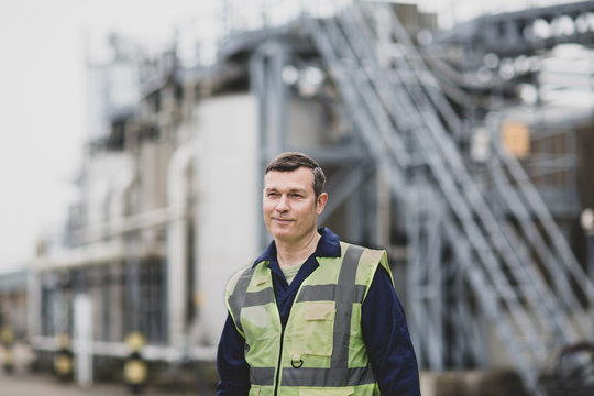 Mature industrial worker on site