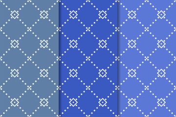 Blue geometric seamless patterns