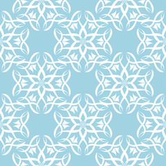White floral seamless pattern on blue background