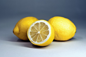 Three yellow lemons