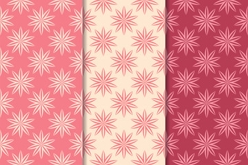 Floral seamless ornaments. Cherry red vertical backgrounds