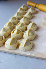 Dumplings of thin dough stuffed