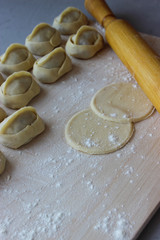 Dumplings of thin dough stuffed