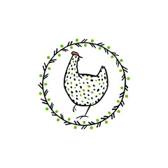 Fototapeta premium Hand drawn chicken emblem