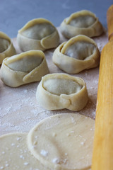 Dumplings of thin dough stuffed