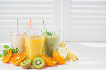 Freshly blended fruit smoothies