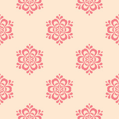 Red and beige floral seamless pattern