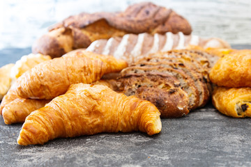 Assortment of baked French bread