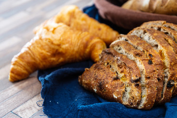 Assortment of baked French bread