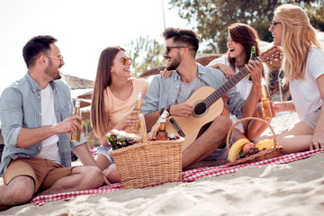 Group of young people having fun outdoors