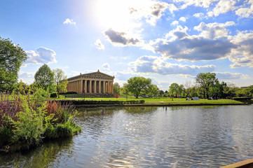 The Parthenon in Nashville, Tennessee is a full scale replica of the original Parthenon in Greece....