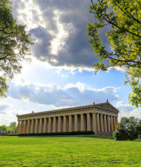 Fototapeta na wymiar The Parthenon in Nashville, Tennessee is a full scale replica of the original Parthenon in Greece. The Parthenon is located in Centennial Park.