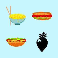 icons about Food with radish, fries, dinner, sandwich and menu