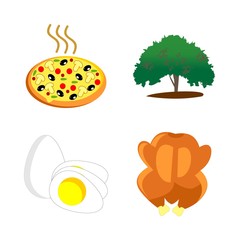 icons about Food with dinner, food, fried chiken, egg and mozarella