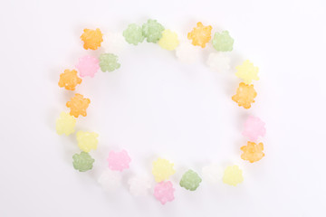 Colorful jelly candy sweet sugar isolated on white background