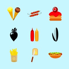 icons about Food with restaurant, fatty bread, menu, french and vegetabl
