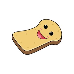 cartoon bread with a sweet smile