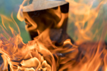 Tongues of flame fire close-up. flames from a fire on a black background. picture.
