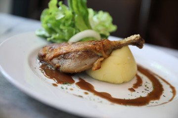 confit de canard , Duck confit with vegetable