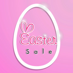 Easter Sale Banner Template Background with Beautiful Calligraphy. Paper Cut Egg, Vector Illustration