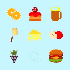 icons about Food with lunch, bar, taste, vine and burger