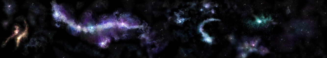 space panorama, a panorama of stars, nebulae and galaxies,