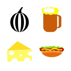 icons about Food with piece, watermelon, kvass, hotdog and bar