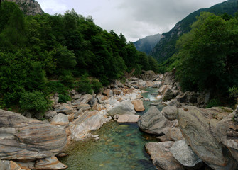 Versasca at Brione; stony river bed in Ticino