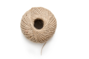 Ball of string isolated on white, top view