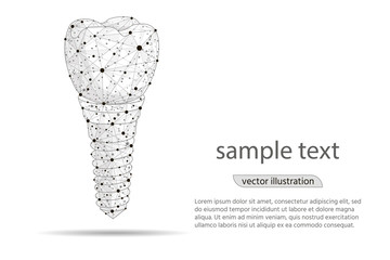 abstract design dental implant Icon,isolated from low poly wireframe on white background. Vector abstract polygonal image mash line and point. Digital graphics