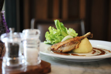 confit de canard , Duck confit with vegetable