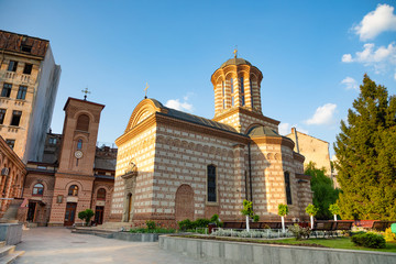 Fototapeta na wymiar Annunciation Church of Saint Anthony, considered Bucharest's oldest church. Founded by Mircea Ciobanul, the Prince of Wallachia, Romania
