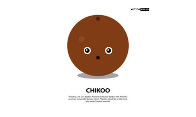 Chickoo Illustration with Smiley Face Vector Cartoon 