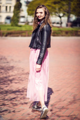 girl posing on street