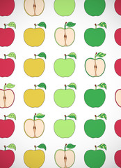 Vertical card with cartoon colorful apples.