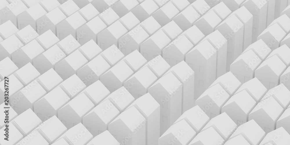 Poster Abstract of white house model block in grid pattern,Concept of urban city planning.Architecture housing design.3d rendering.	